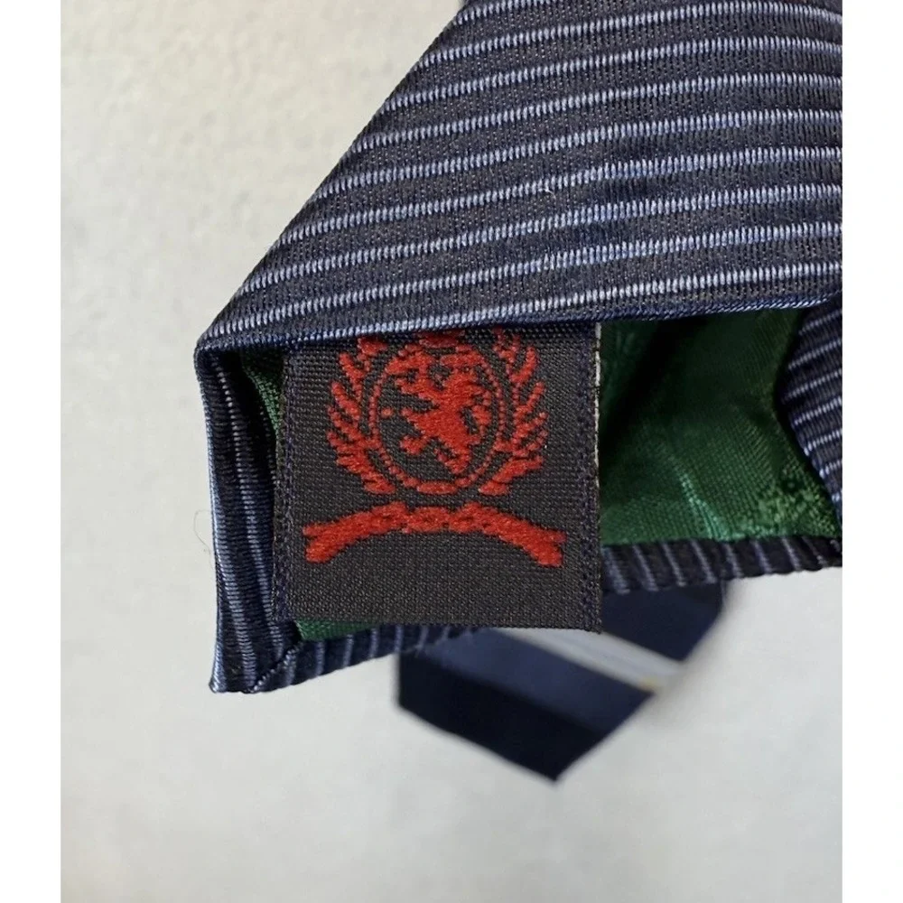 Tommy Hilfiger Men's Neck Tie Blue White Striped 100% Silk 56